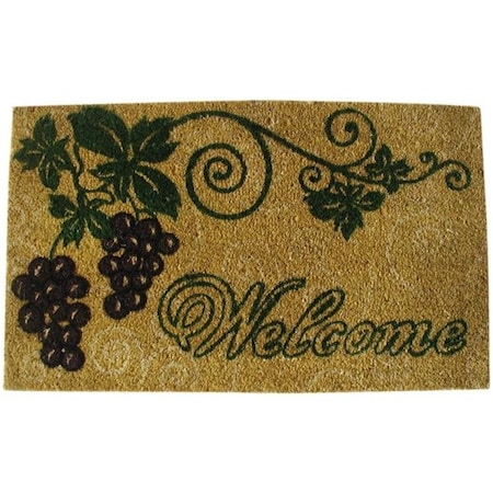 Dare2Decor 18 x 30 in. PVC Backed Coco Doormat; Welcome with Grapes DA73135